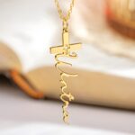 Custom cross necklace for baptism keepsake