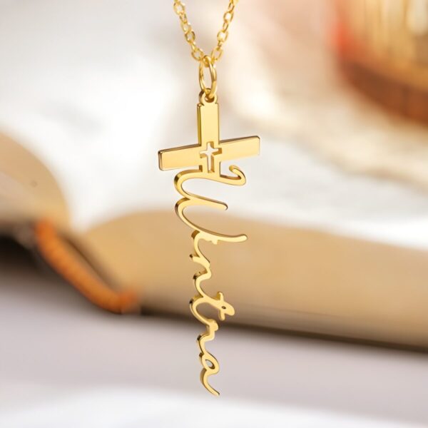 Custom cross necklace for baptism keepsake