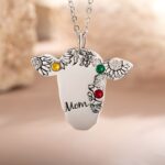 Custom name birthstone cow necklace for cowgirls