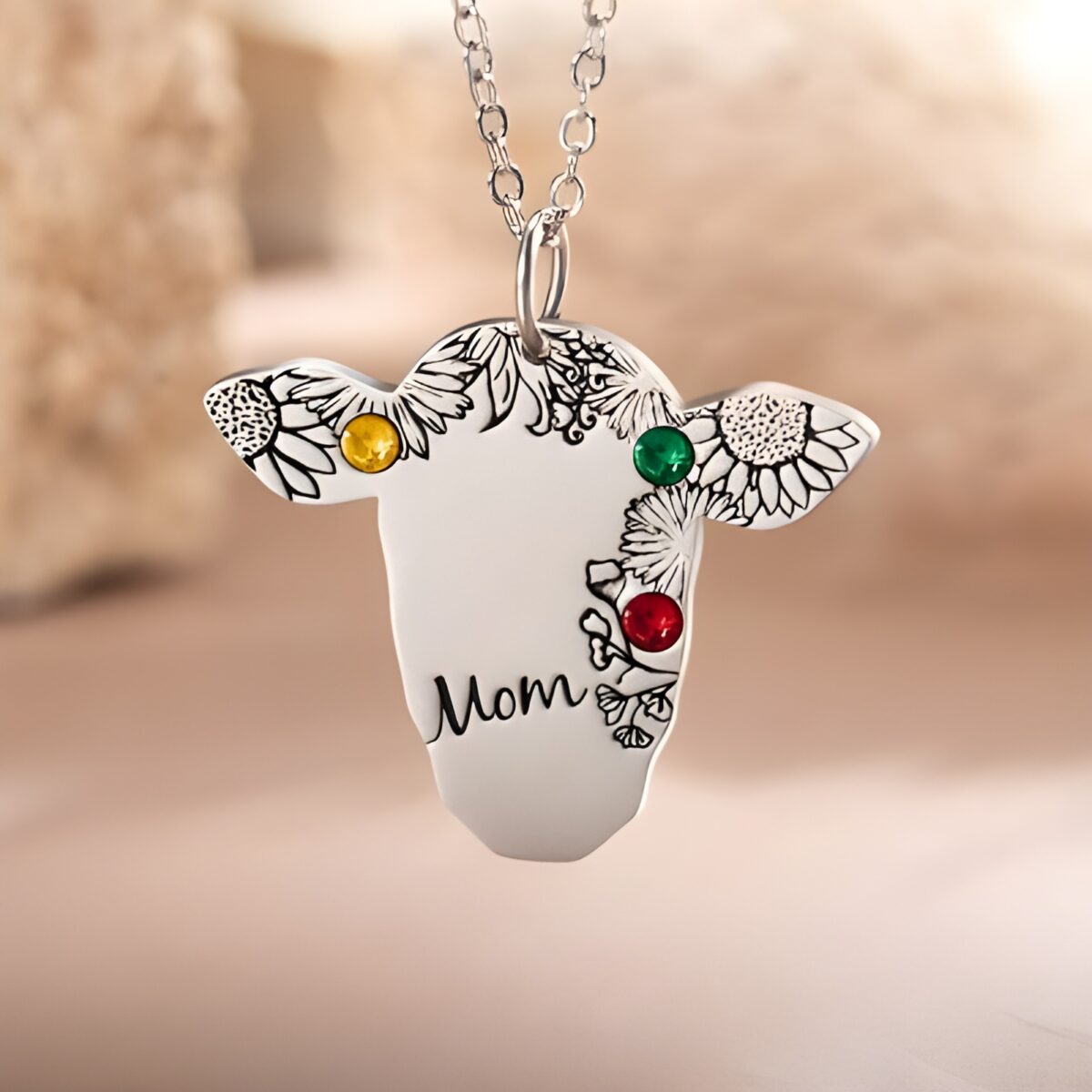 PG1648-PG1648-2_featured Custom name birthstone cow necklace for cowgirls