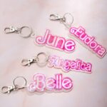 Carry Your Name in Bloom – Custom Pink Acrylic Keychain & Backpack Tag – For Cherished Women and Girls - Image 2