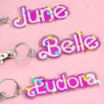 Carry Your Name in Bloom – Custom Pink Acrylic Keychain & Backpack Tag – For Cherished Women and Girls - Image 3