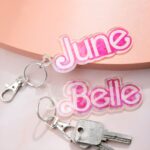 Carry Your Name in Bloom – Custom Pink Acrylic Keychain & Backpack Tag – For Cherished Women and Girls - Image 5