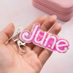 Carry Your Name in Bloom – Custom Pink Acrylic Keychain & Backpack Tag – For Cherished Women and Girls - Image 6
