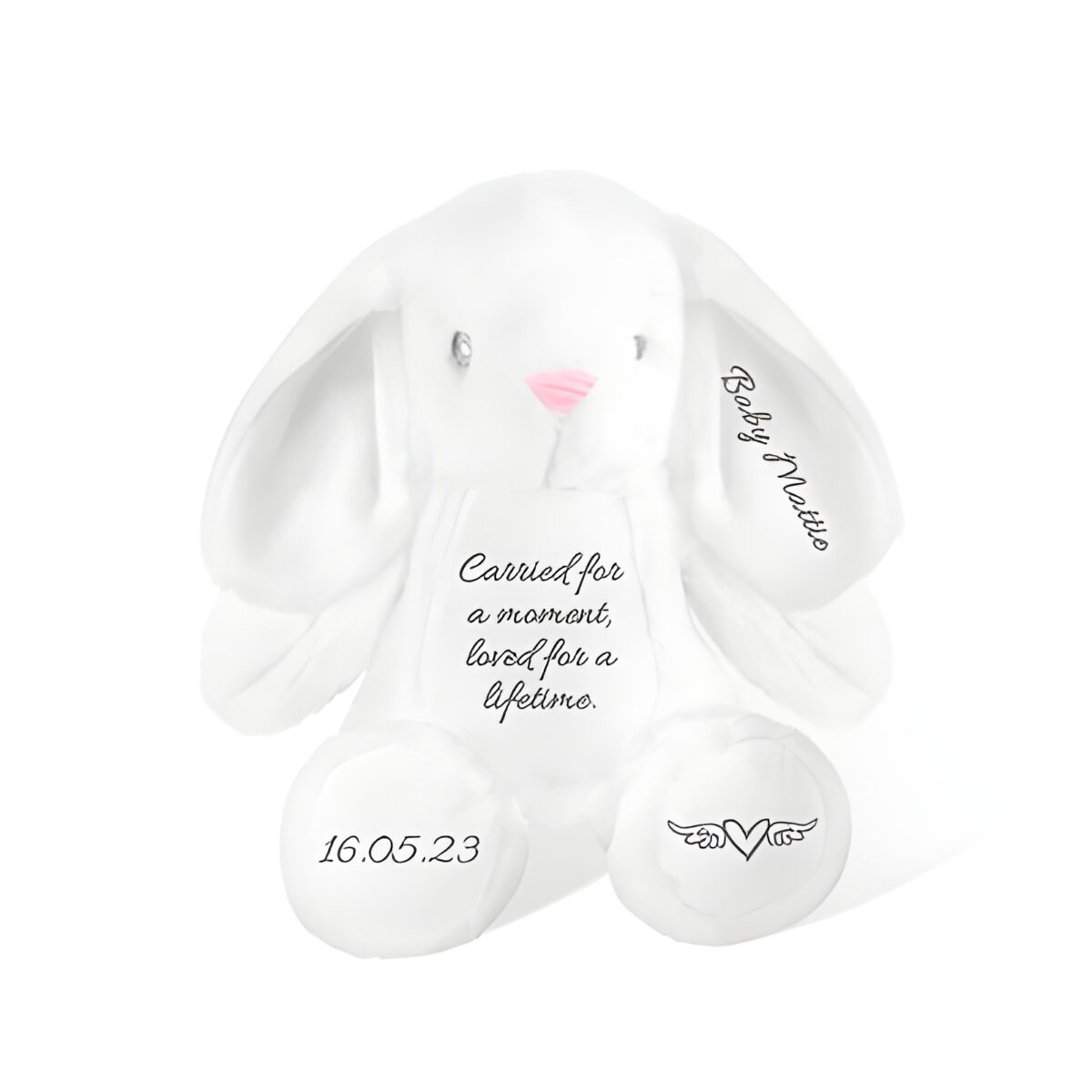 Personalized baby loss keepsake plush bunny