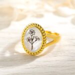 Embrace Nature's Grace – Engraved Birth Flower Signet Ring – A Cherished Keepsake for Her Special Day - Image 5
