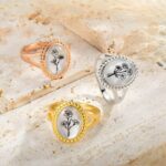 Embrace Nature's Grace – Engraved Birth Flower Signet Ring – A Cherished Keepsake for Her Special Day - Image 7