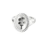 Embrace Nature's Grace – Engraved Birth Flower Signet Ring – A Cherished Keepsake for Her Special Day - Image 8