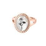 Embrace Nature's Grace – Engraved Birth Flower Signet Ring – A Cherished Keepsake for Her Special Day - Image 10