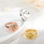 Embrace Her Story – Birth Flower Engraved Signet Ring – A Cherished Keepsake for Mom and Grandmom - Image 4