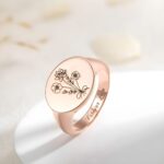 Embrace Her Story – Birth Flower Engraved Signet Ring – A Cherished Keepsake for Mom and Grandmom - Image 5