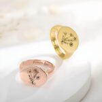 Embrace Her Story – Birth Flower Engraved Signet Ring – A Cherished Keepsake for Mom and Grandmom - Image 6