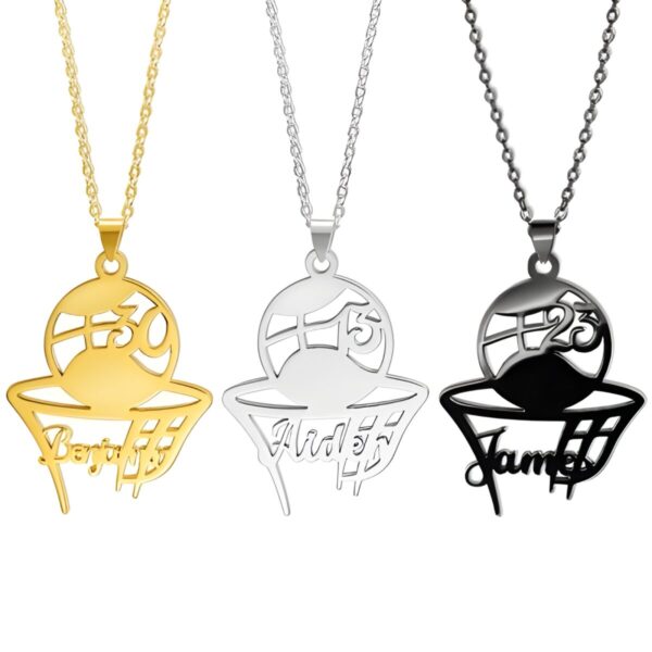 Custom basketball necklace with name and number