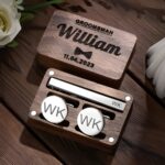 Engraved cufflinks and tie clip set for cherished moments