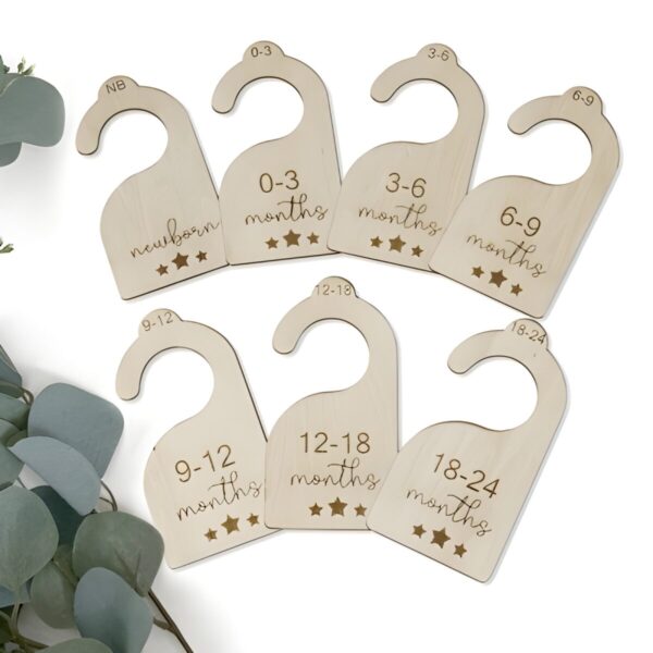 Wooden baby closet dividers for cherished growth moments