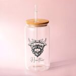 Embrace Rustic Charm – Custom Highland Cow Glass Tumbler with Bamboo Lid – For Animal Lovers and Everyday Moments - Image 11