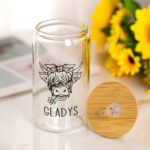 Embrace Rustic Charm – Custom Highland Cow Glass Tumbler with Bamboo Lid – For Animal Lovers and Everyday Moments - Image 3