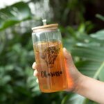 Embrace Rustic Charm – Custom Highland Cow Glass Tumbler with Bamboo Lid – For Animal Lovers and Everyday Moments - Image 4