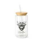 Embrace Rustic Charm – Custom Highland Cow Glass Tumbler with Bamboo Lid – For Animal Lovers and Everyday Moments - Image 10