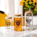 Custom Highland Cow glass tumbler for animal lovers