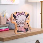 Watch Their Dreams Grow – Custom Highland Cow Wooden Coin Bank – A Cherished Keepsake for Children and Family Moments - Image 2