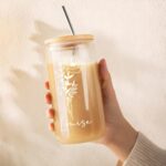 Celebrate Her Story – Custom Birth Flower Glass Tumbler with Lid and Straw – A Cherished Keepsake for Bridesmaids and Special Moments - Image 4