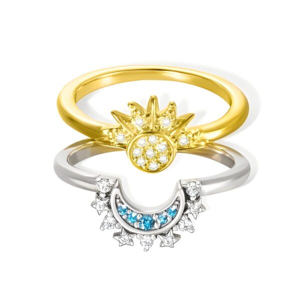 Celestial Sun and Moon Couple Rings for lovers