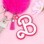 Carry Your Initial with Charm – Personalized Pink Acrylic Keychain with Tassel & Pom Pom – Delight for Girls and Friends - Image 4