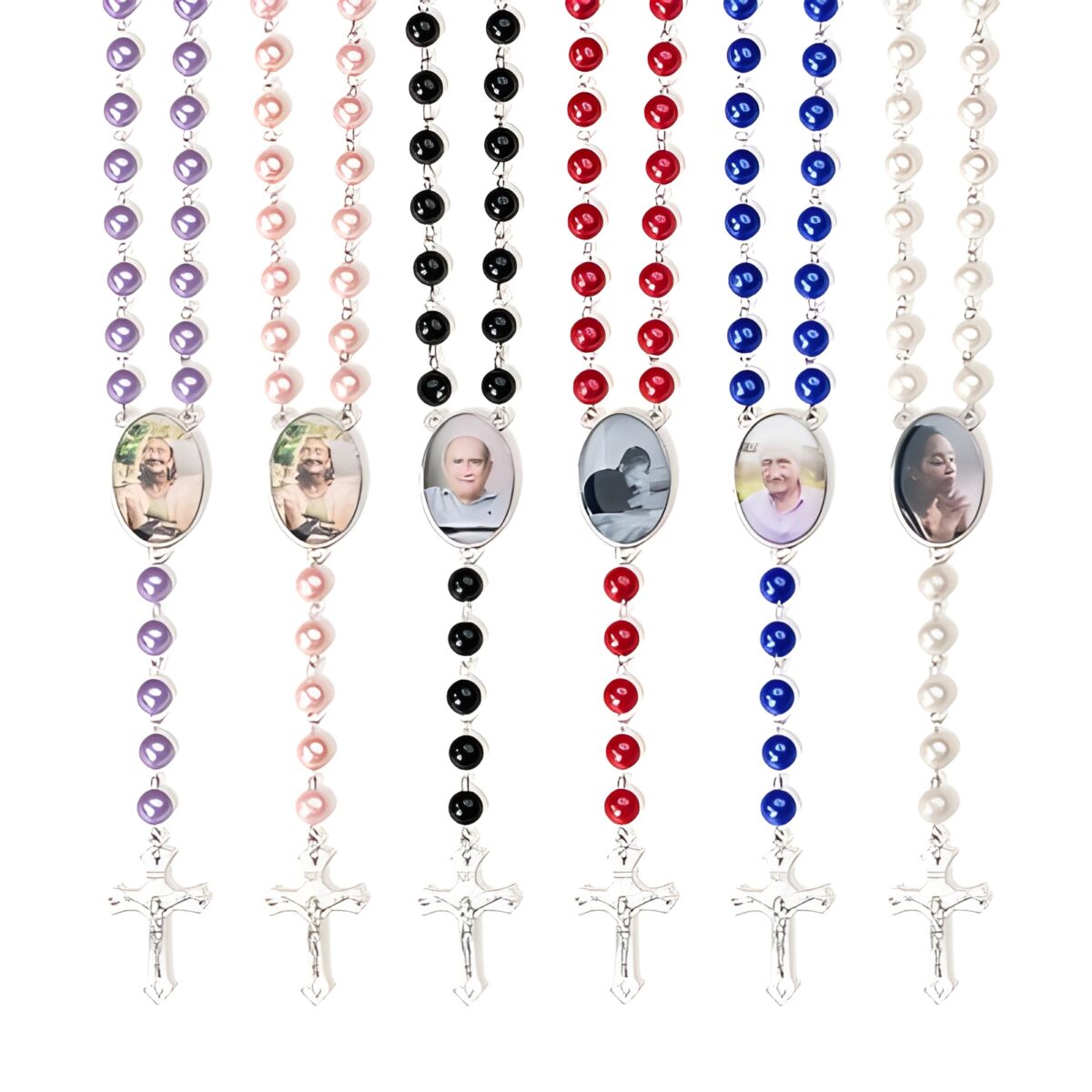 Personalized photo rosary beads necklace for remembrance