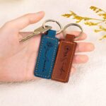 Carry Your Story – Custom Birth Flower Leather Keychain – A Cherished Token for Loved Ones and Special Moments - Image 5