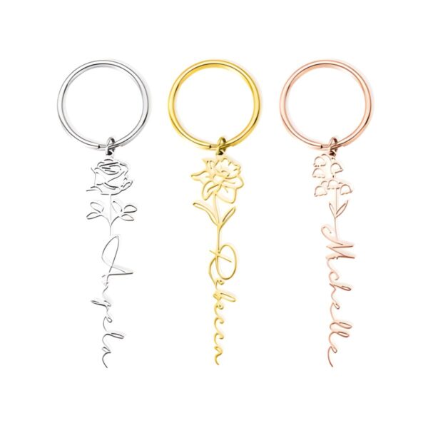 Personalized birth flower keychain for cherished memories