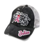 Adjustable cancer awareness fight hat for courageous women