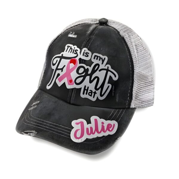 Adjustable cancer awareness fight hat for courageous women