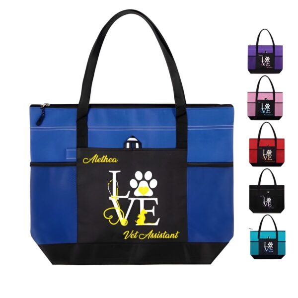 Custom vet tech tote bag for animal lovers