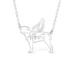 Custom dog silhouette necklace with angel wings