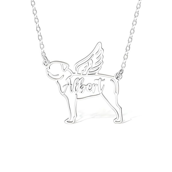 Custom dog silhouette necklace with angel wings