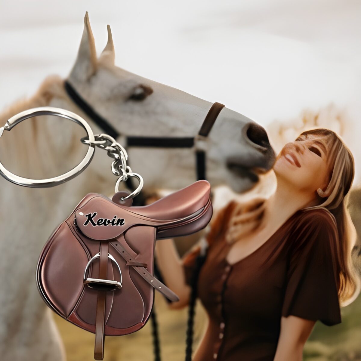 Custom saddle keychain for horse lovers