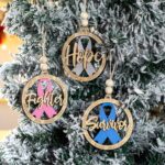 Embrace Hope and Strength – Wooden Cancer Awareness Ornaments – For Cherishing Fighters and Survivors This Holiday Season - Image 2