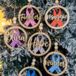 Wooden Cancer Awareness Ornaments for hope and strength