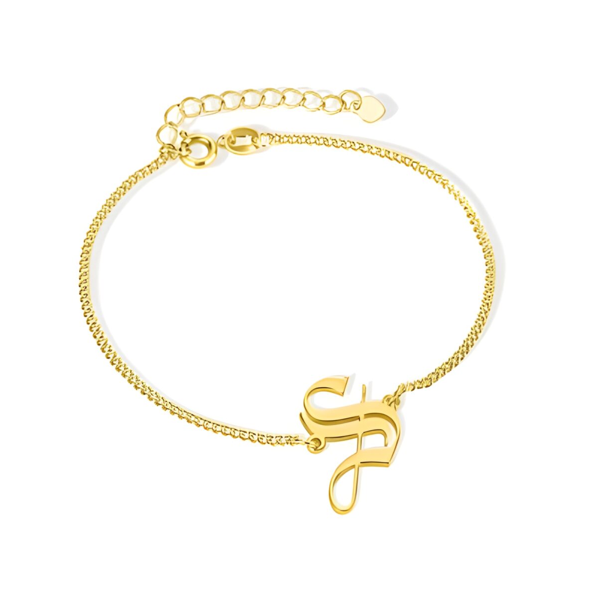 Personalized Old English initial bracelet for her