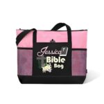 Personalized Bible tote bag with floral design