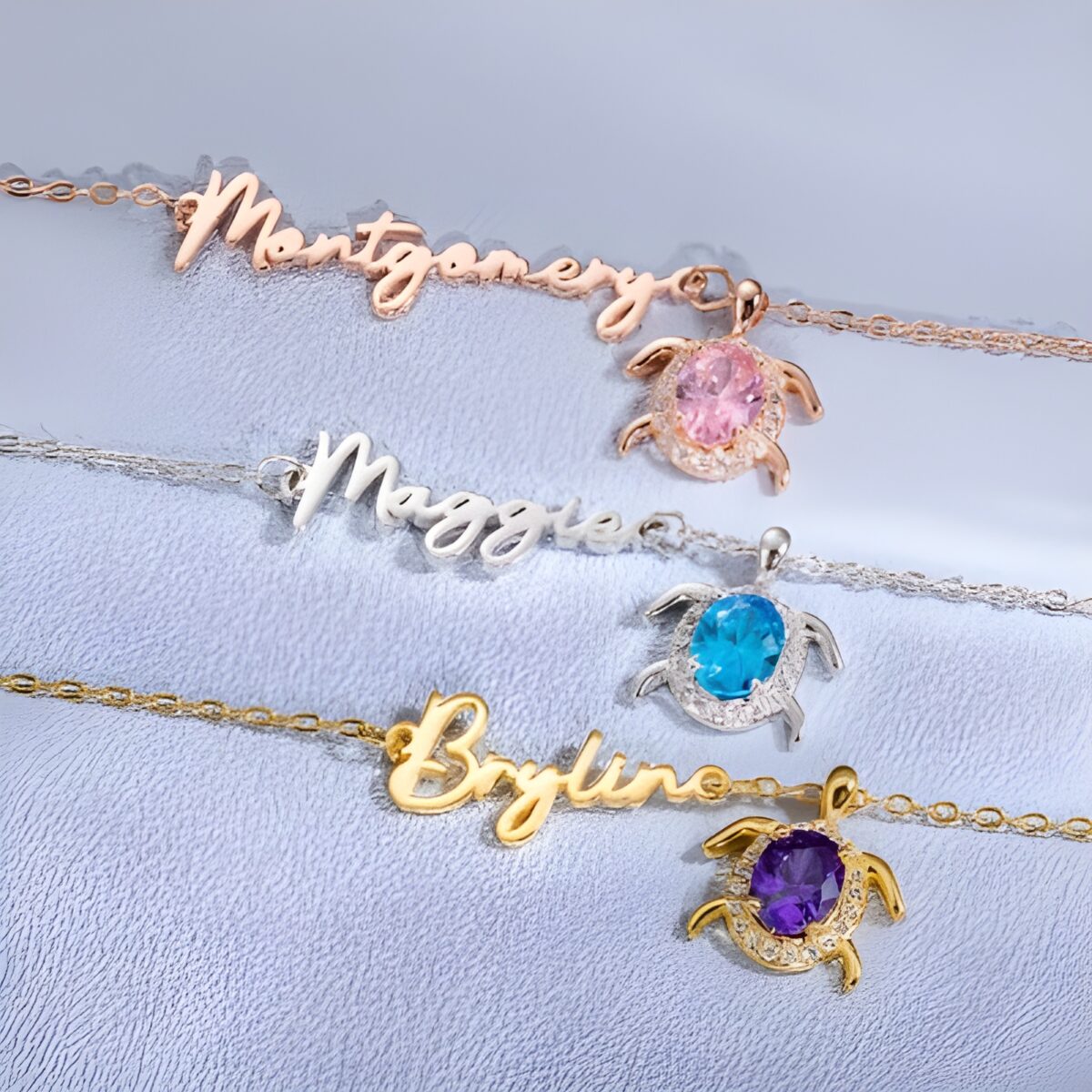 Custom sea turtle birthstone necklace, a cherished keepsake