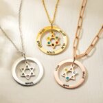 Embrace Heritage and Heart – Custom Star of David Necklace with Hebrew Names & Birthstones – A Timeless Treasure for Her - Image 3