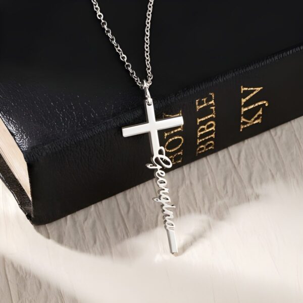 Custom cross name necklace symbolizing faith and identity