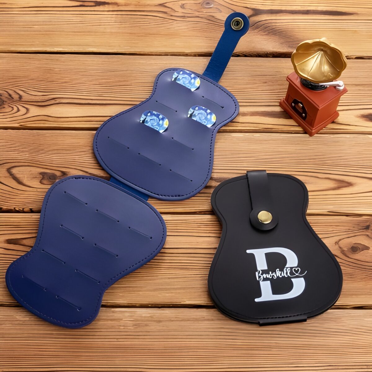 Custom leather guitar pick holder for passionate musicians