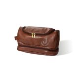Custom leather toiletry bag for him with heartfelt message