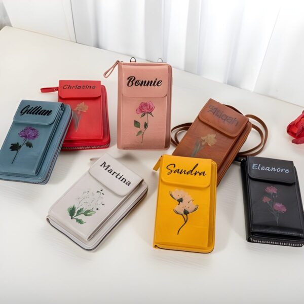 Personalized birth flower wallet for meaningful gifting