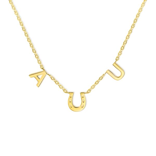 Custom initials horseshoe necklace for love and luck