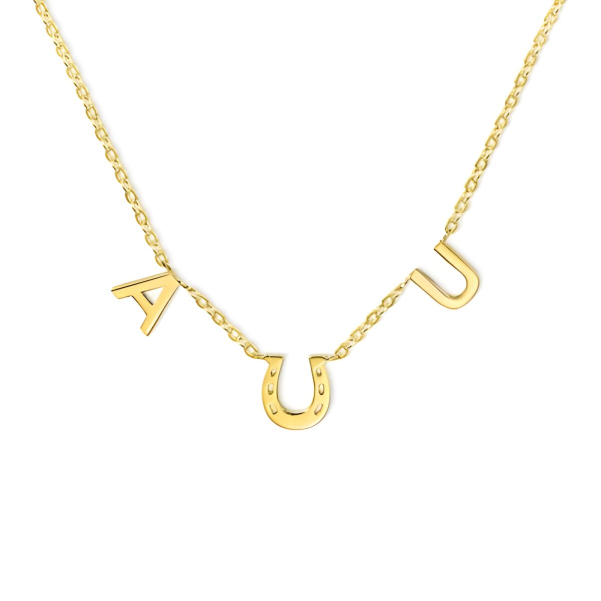 Custom initials horseshoe necklace for love and luck
