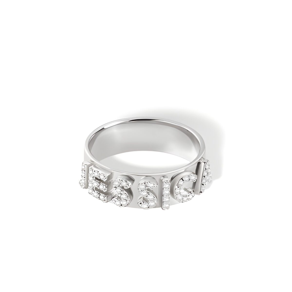 Custom letter block ring with sparkling CZ